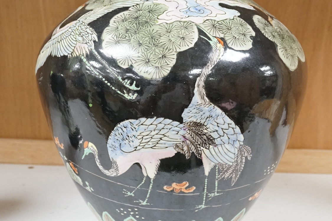 A Chinese famille noire vase, 28cm. Condition - good